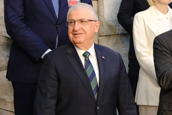 Yasar Guler Minister Van Defensie Arriveert Voor Een Familiefoto Tweede — Stockfoto