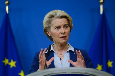 Avrupa Komisyonu Başkanı Ursula von der Leyen, Komisyon Heyeti 'nin Belçika' nın Brüksel kentindeki AB karargahında yaptığı toplantı sonrasında basın toplantısında konuştu. 20, 2023.