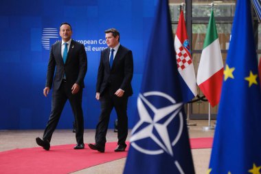 İrlanda Başbakanı Leo Varadkar 29 Haziran 2023 'te Brüksel' deki AB karargahına bir AB zirvesi için geldi..