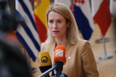 Estonya Başbakanı Kaja Kallas, 29 Haziran 2023 'te Brüksel' deki AB karargahına bir AB Zirvesi için geldi..
