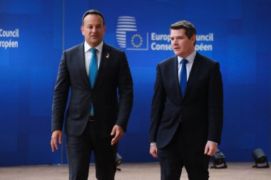 İrlanda Başbakanı Leo Varadkar 29 Haziran 2023 'te Brüksel' deki AB karargahına bir AB zirvesi için geldi..