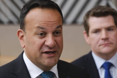 İrlanda Başbakanı Leo Varadkar 29 Haziran 2023 'te Brüksel' deki AB karargahına bir AB zirvesi için geldi..