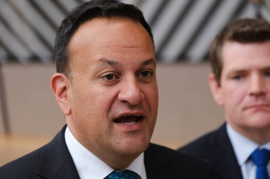 İrlanda Başbakanı Leo Varadkar 29 Haziran 2023 'te Brüksel' deki AB karargahına bir AB zirvesi için geldi..
