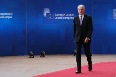 Litvanya Cumhurbaşkanı Gitana Nauseda, 29 Haziran 2023 'te Brüksel' deki AB karargahına bir AB Zirvesi için geldi..