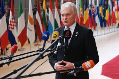 Litvanya Cumhurbaşkanı Gitana Nauseda, 29 Haziran 2023 'te Brüksel' deki AB karargahına bir AB Zirvesi için geldi..