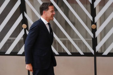 Hollanda Başbakanı Mark Rutte 29 Haziran 2023 'te Brüksel' deki AB karargahına bir AB Zirvesi için geldi..