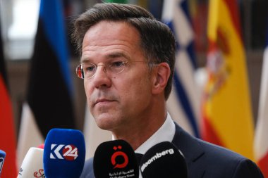 Hollanda Başbakanı Mark Rutte 29 Haziran 2023 'te Brüksel' deki AB karargahına bir AB Zirvesi için geldi..