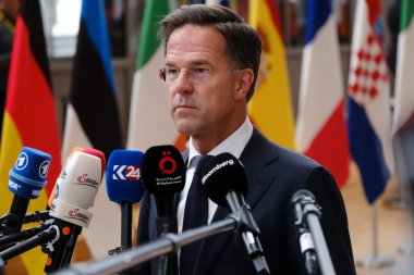 Hollanda Başbakanı Mark Rutte 29 Haziran 2023 'te Brüksel' deki AB karargahına bir AB Zirvesi için geldi..