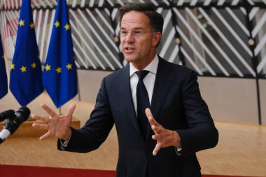 Hollanda Başbakanı Mark Rutte 29 Haziran 2023 'te Brüksel' deki AB karargahına bir AB Zirvesi için geldi..