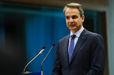 Yunanistan Başbakanı Kyriakos Mitsotakis, 30 Haziran 2023 'te Brüksel' deki AB genel merkezinde düzenlenen AB Zirvesi sonuçlarıyla ilgili basın açıklaması yaptı..