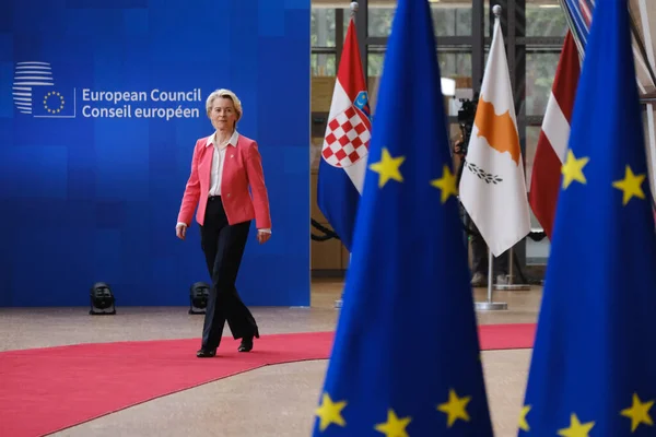 Presidente Comissão Europeia Ursula Von Der Leyen Chega Sede Bruxelas — Fotografia de Stock