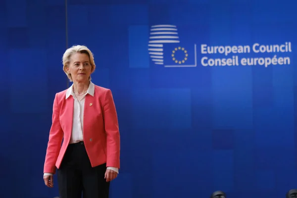 Kommissionens Ordförande Ursula Von Der Leyen Anländer Till Toppmötet Bryssel — Stockfoto