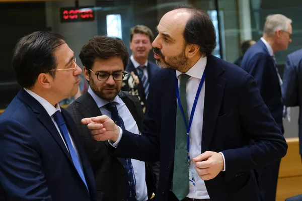 José Manuel Albares Bueno Ministro Asuntos Exteriores Llega Sede Bruselas — Foto de Stock