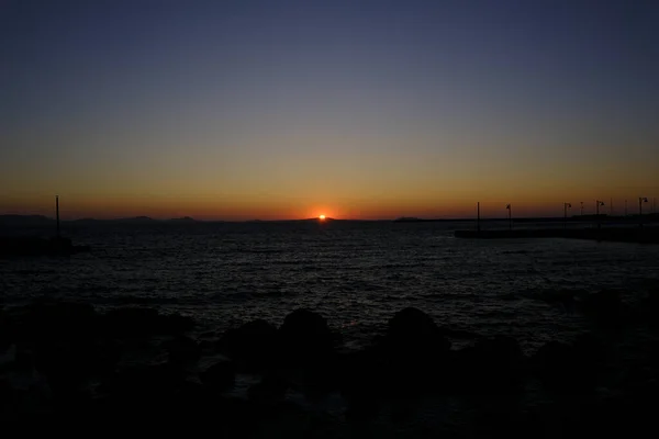 Zachód Słońca Plaży Wyspie Naxos Grecji Lipca 2023 Roku — Zdjęcie stockowe