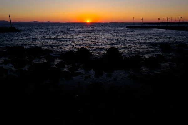 Закат Пляже Острова Наксос Греции Июля 2023 Года — стоковое фото