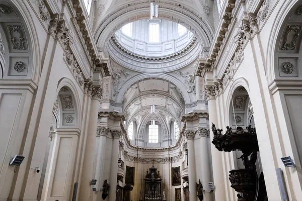 stock image Interior view of Saint Aubin's Cathedral which is a Roman Catholic cathedral in Namur, Belgium on July 22, 2023. 