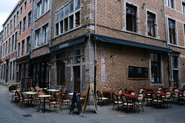 Restaurantes Cafés Vazios Centro Cidade Namur Bélgica Julho 2023 — Fotografia de Stock