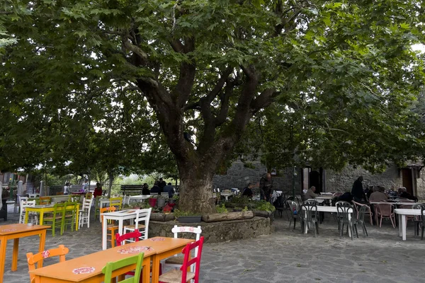 Traditional Restaurant Square Grammei Oxya Greece August 2023 — Stock Photo, Image