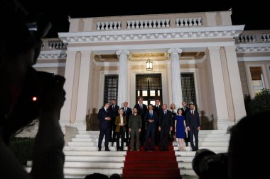 AB, Batı Balkanlar ve Ukrayna Cumhurbaşkanı Volodymyr Zelensky 'nin liderleri, 21 Ağustos 2023' te Yunanistan 'ın başkenti Atina' daki Maximos Köşkü 'nde aile fotoğrafına poz vermek üzere geldiler..