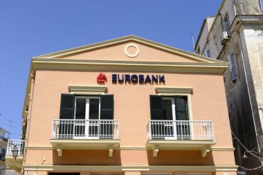 1 Eylül 2023 'te Yunanistan' ın Korfu kentindeki Eurobank Bank şubesi.