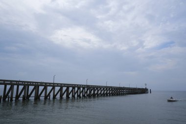 17 Eylül 2023 'te Blankenberge, Belçika' daki deniz feneri..