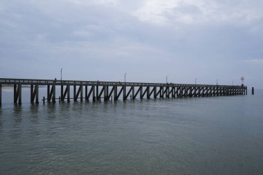 17 Eylül 2023 'te Blankenberge, Belçika' daki deniz feneri..