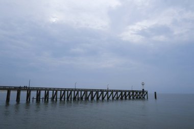 17 Eylül 2023 'te Blankenberge, Belçika' daki deniz feneri..