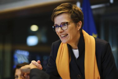 ECB Denetim Kurulu Başkanlığına aday gösterilen Claudia Buch, 20 Eylül 2023 'te Brüksel, Belçika' daki Avrupa Parlamentosu 'nda görülen duruşmasında.