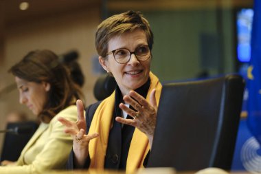 ECB Denetim Kurulu Başkanlığına aday gösterilen Claudia Buch, 20 Eylül 2023 'te Brüksel, Belçika' daki Avrupa Parlamentosu 'nda görülen duruşmasında.