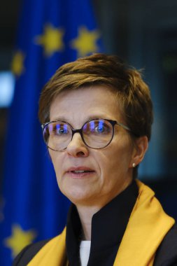 ECB Denetim Kurulu Başkanlığına aday gösterilen Claudia Buch, 20 Eylül 2023 'te Brüksel, Belçika' daki Avrupa Parlamentosu 'nda görülen duruşmasında.
