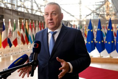  Jozef SIKELA, 25 Eylül 2023 'te Belçika' nın Brüksel kentindeki AB İç Pazar ve Sanayi Konseyi 'ne katılmak üzere ülkeye geldi..