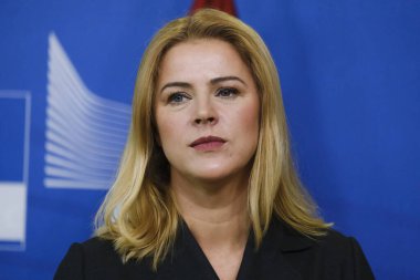 Avrupa Komisyonu Başkanı Ursula von der LEYEN ve Letonya Başbakanı Evika SILINA tarafından 27 Eylül 2023 'te Brüksel, Belçika' da yapılan basın açıklaması.