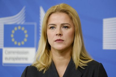 Avrupa Komisyonu Başkanı Ursula von der LEYEN ve Letonya Başbakanı Evika SILINA tarafından 27 Eylül 2023 'te Brüksel, Belçika' da yapılan basın açıklaması.