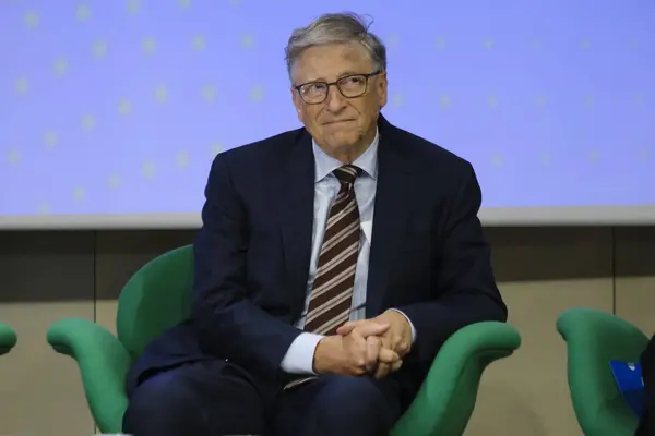 stock image Former Microsoft CEO, Bill Gates  during the launch of a new funding partnership to eradicate polio signing ceremony in Brussels, Belgium on October 11, 2023.