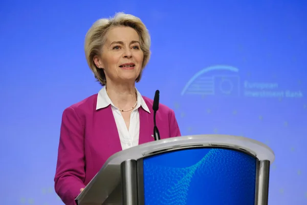 stock image European Commission President Ursula von der LEYEN during the launch of a new funding partnership to eradicate polio signing ceremony in Brussels, Belgium on October 11, 2023.