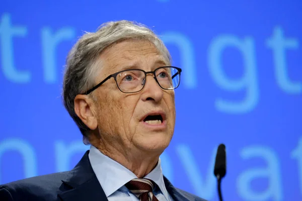 stock image Former Microsoft CEO, Bill Gates  during the launch of a new funding partnership to eradicate polio signing ceremony in Brussels, Belgium on October 11, 2023.