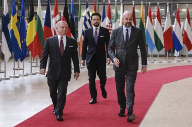 Avrupa Konseyi Başkanı Charles MICHEL 7 Kasım 2023 'te Brüksel, Belçika' da Ürdün Haşim Krallığı Kralı Kral II. Abdullah bin Hüseyin 'i kabul etti..