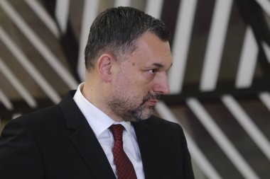Elettin KONAKOVIC ve Dışişleri Bakanı, AB ve Batı Balkanlar dışişleri bakanlarının 13 Kasım 2023 'te Brüksel, Belçika' daki Avrupa Konseyi binasına bir toplantısı için geldi.