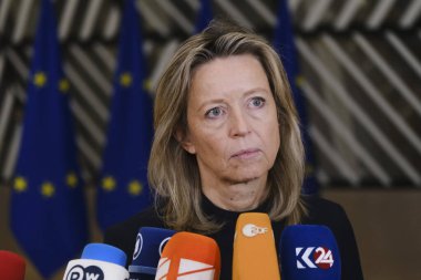  Savunma Bakanı Kajsa Ollongren, 14 Kasım 2023 'te Belçika' nın Brüksel kentindeki Avrupa Konseyi binasına AB dışişleri ve savunma bakanlarının bir toplantısı için geldi.