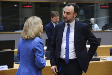Pawel KarBOWNIK, Maliye Bakanı Ekonomi ve Mali İşler Konseyi 'ne katılmak üzere Brüksel' deki Avrupa Konseyi 'ne, Belçika' ya 16 Ocak 2024 'te geldi..