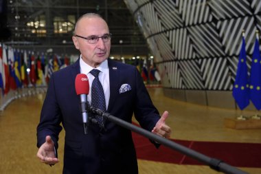  Dışişleri Bakanı Gordan Grliç Radman, Dışişleri Konseyi (FAC) toplantısı için Brüksel, Belçika 'daki AB karargahına geldi.