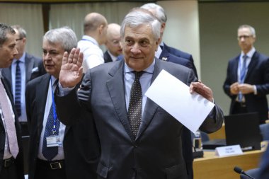 Dışişleri Bakanı Antonio Tajani, 22 Ocak 2024 'te Belçika' nın Brüksel kentindeki AB genel merkezine bir Dışişleri Konseyi (FAC) toplantısı için geldi.