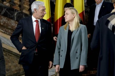 Dışişleri bakanları, AB Dışişleri Bakanlarının 3 Şubat 2024 'te Brüksel, Belçika' da yaptıkları gayri resmi toplantıda aile fotoğrafı için poz vermeye geliyorlar..