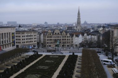 Bulutlu bir günde Brüksel 'in panoramik manzarası, 2 Şubat 2024.