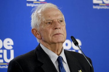 HRVP üyesi Josep Borrell, 12 Şubat 2024 'te Brüksel, Belçika' da düzenlenen resmi olmayan bir AB Kalkınma Bakanları Kurulu 'nda basın toplantısına katıldı..