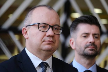 Polonya Adalet Bakanı Adam BODNAR, 20 Şubat 2024 'te Brüksel, Belçika' daki AB Genel İşler Konseyi 'nin sonunda basın toplantısı düzenledi..