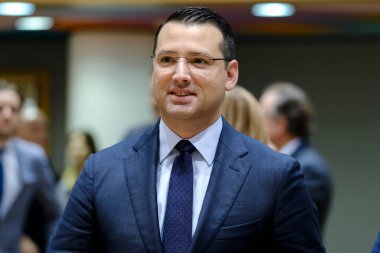 Adalet Bakanı Jonathan ATTARD 5 Mart 2023 'te Brüksel, Belçika' daki AB Adalet Konseyi 'ne katılmak üzere geliyor..