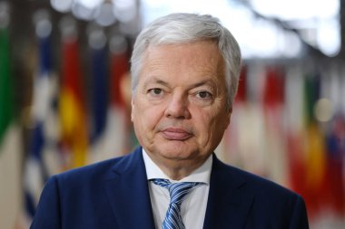 Press statement by EU Commissioner  Didier Reynders in Brussels, Belgium on March 5, 2023. clipart
