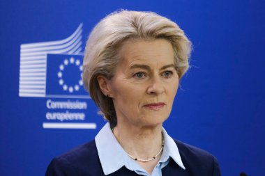 AB Komisyonu Başkanı Ursula von der Leyen 'in eski Finlandiya Cumhurbaşkanı Sauli Niinisto ile 20 Mart 2024' te Brüksel, Belçika 'daki AB genel merkezinde yaptığı basın toplantısında.