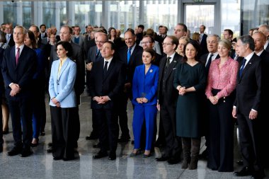 Dışişleri Bakanı, NATO 'nun 4 Nisan 2024' te Brüksel, Belçika 'daki NATO genel merkezinde 75. kuruluş yıldönümü münasebetiyle düzenlenen törende görülüyor.. 